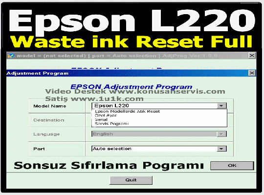 Reset Epson L220 Emici Dolu sınırsız